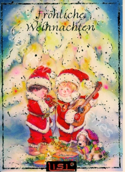 Mini Postkarte Klappkarte Lisi Martin Weihnachtsmann mit Kind im Schnee