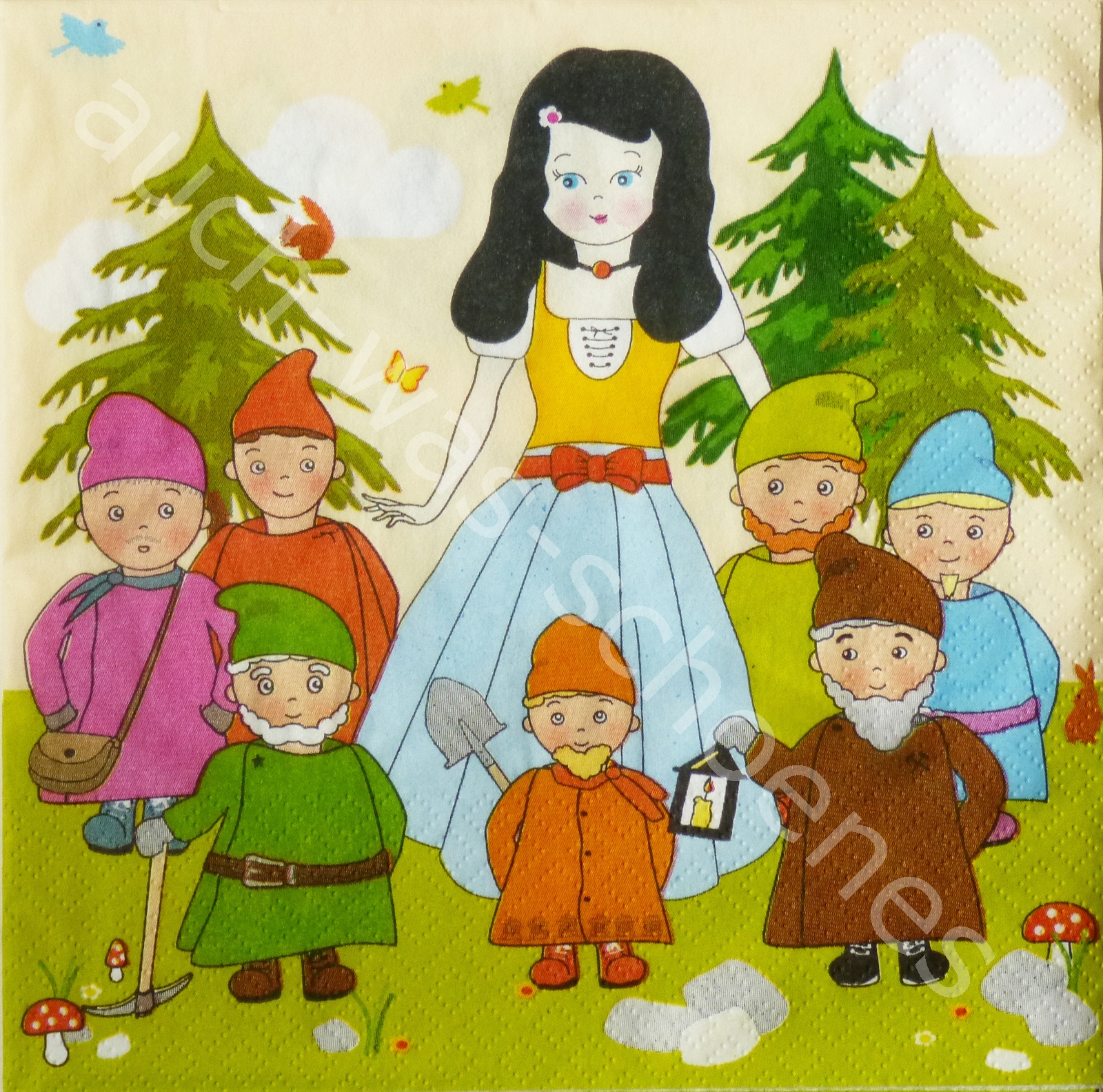 Белоснежка и семь гномов рисунок для детей